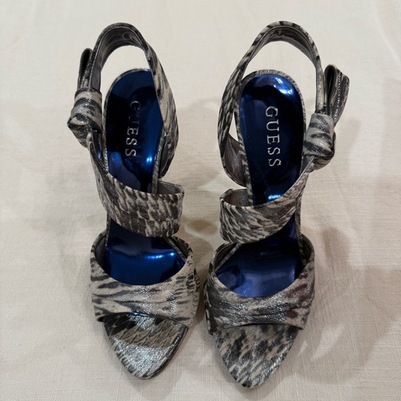 Guess Shoes - Guess Snakeskin Print Heels with Blue Insole